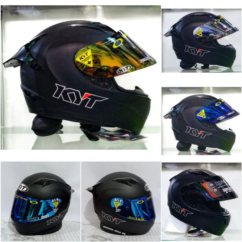 Jual PROMO!HELM FULL FACE KYT R10 SOLID BLACK MAT KYT R10 PAKET GANTENG