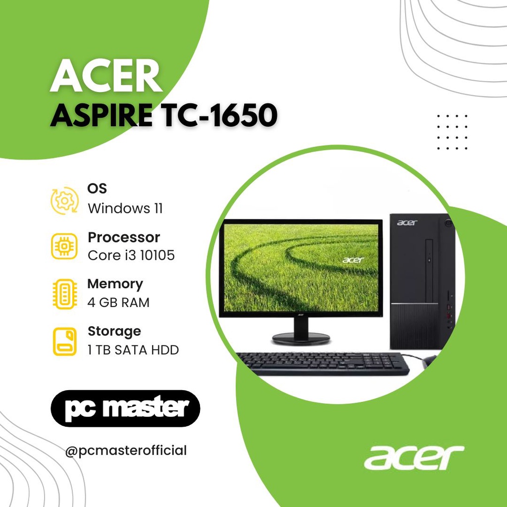 Jual Acer Aspire TC1650 Core i310105 4GB 1TB Windows 11 Monitor 19