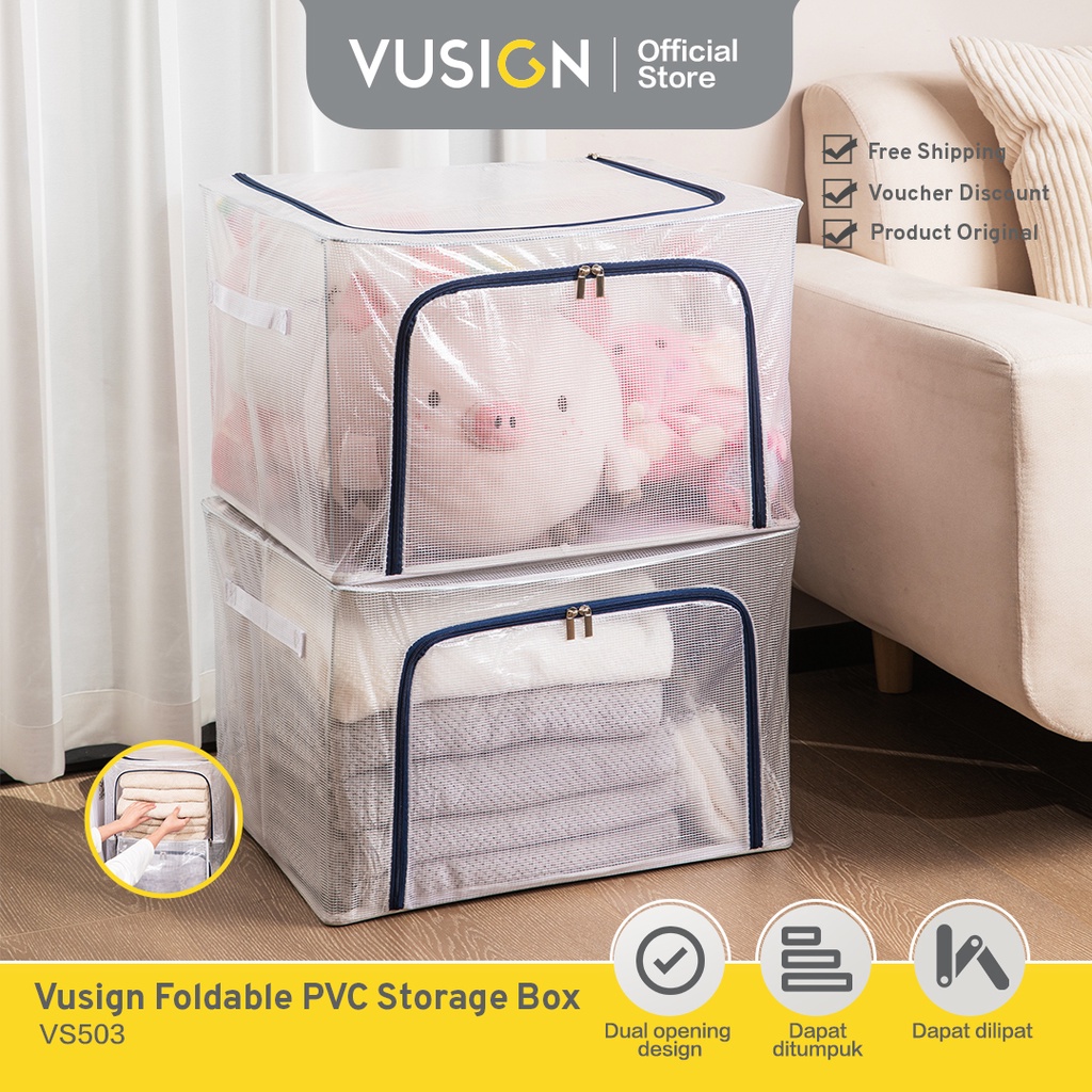 Jual Vusign Foldable PVC Storage Box / Tempat Penyimpanan Pakaian
