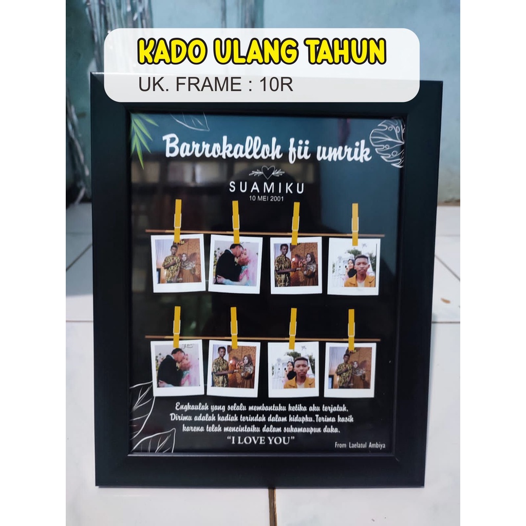 Jual Gift Ultah Kado Ulang Tahun Cetak Foto Plus Bingkai Kaca Minimalis Bingkai Wisuda