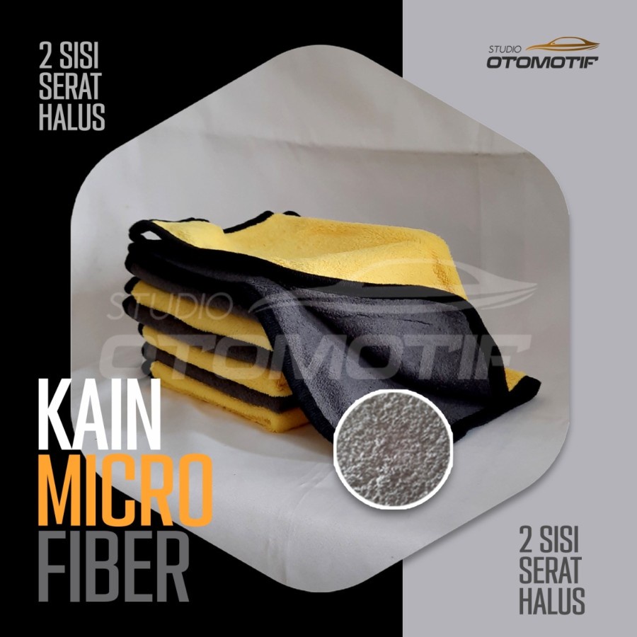 Jual KAIN MICROFIBER PREMIUM 2 SISI ABU KUNING 1 PCS KAIN LAP PEMBERSIH ...