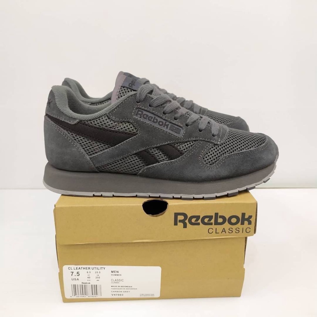 Jual sepatu pria reebok classic leather dark grey | Shopee Indonesia