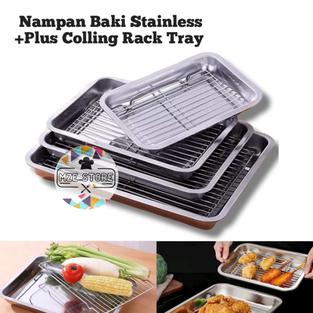 Jual 1 Set Colling Rack Dan Wadah Stainles Peniris Minyak Gorengan ...