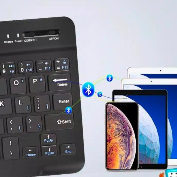Jual Mini Wireless Keyboard 9 inchi Support IOS/Android/PC - Hitam ...