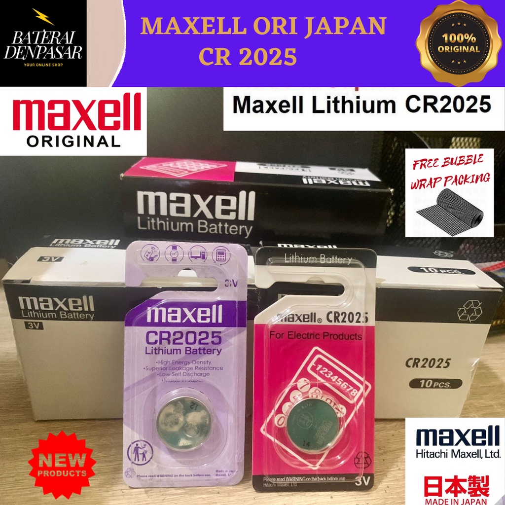 Jual BATERAI BATTERY 2025 CR2025 CR 2025 ECR2025 Lithium 3V Maxell Original Japan Single Packing