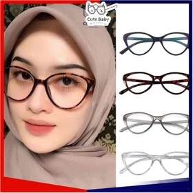 Kacamata Korea Wanita Kacamata Anti Radiasi Pria Wanita Fashion Cat Eye Retro Flat Eyeglasses