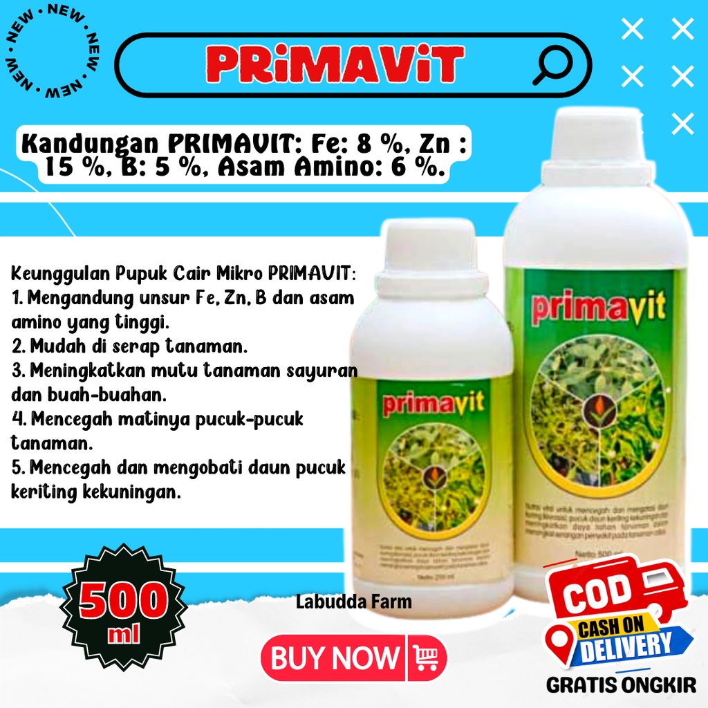 Jual Pupuk Cair Mikro Primavit 500ml Pupuk Tanaman Cair Dilengkapi Zat ...