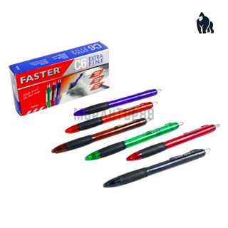 Jual Pulpen Pen Faster C6 Extra Fine / Ballpoint Cetek Hitam Biru [1 ...