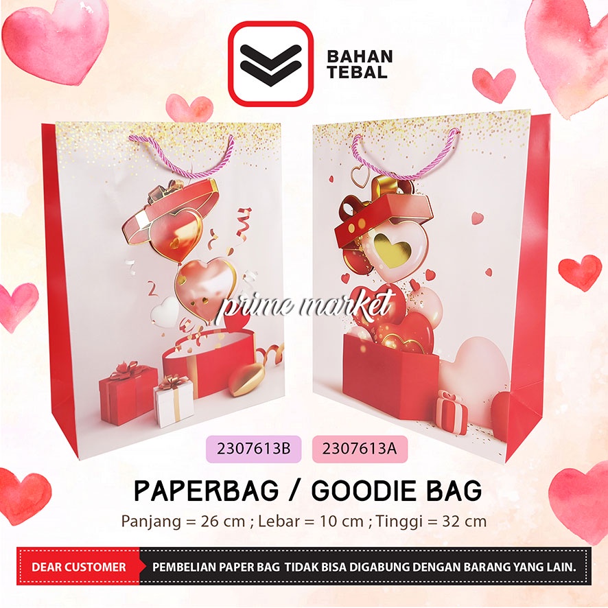 Jual Tas Hadiah Valentine Tas Hadiah Pacar Paper Bag Ultah Tebal ...