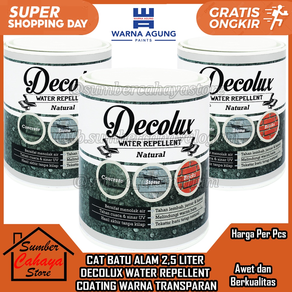 Jual DECOLUX WATER REPELLENT COATING CAT BATU ALAM 2,5 LITER WARNA