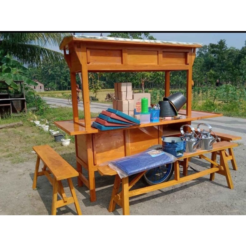 Jual Gerobak Angkringan Kayu Mahoni Shopee Indonesia