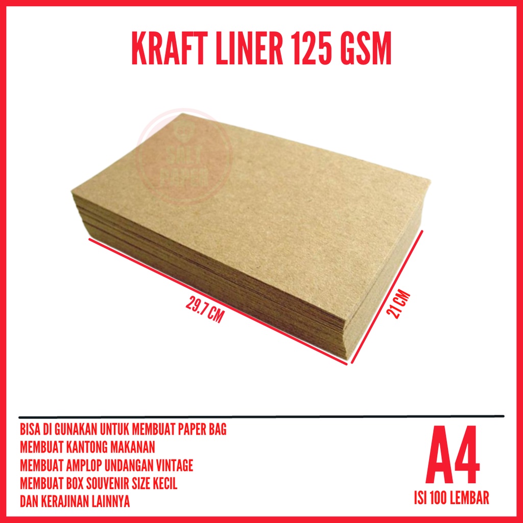 Jual Kertas Kraft A4 Liner 125 gsm isi 100 lembar / Kertas Kraft Liner