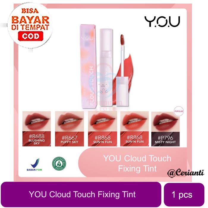 Jual You Cloud Touch Fixing Lip Tint Soft Velvet Finish Lip Stain Korean Style Lipstik Bibir 4604