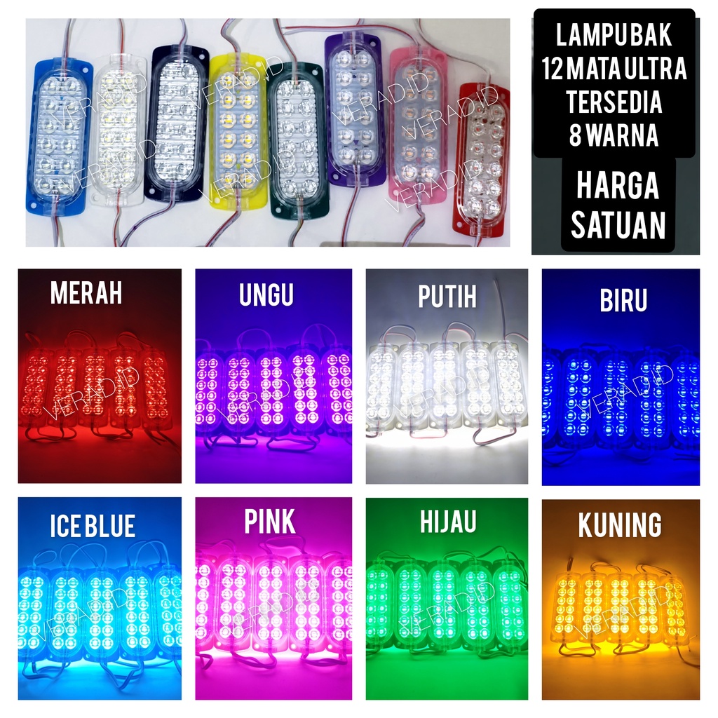 Jual Lampu Led 12 Mata Ultra Variasi Bak Mobil Motor Truk 12 Volt 24 Volt 12v 24v Harga Satuan