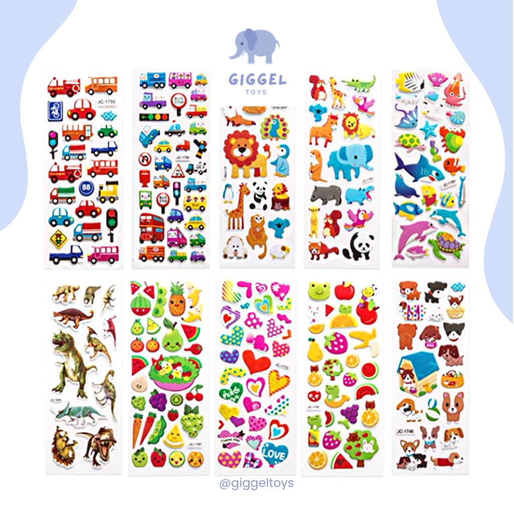 Jual [ Giggel ] STIKER 3D ANAK / EMBOSSED STICKER / STICKER KARAKTER ...