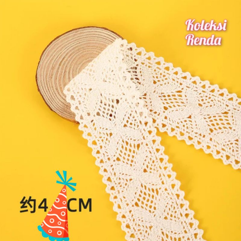 Jual Renda rajut lebar 4cm, renda kait lebar 4cm (harga per 15yard ...
