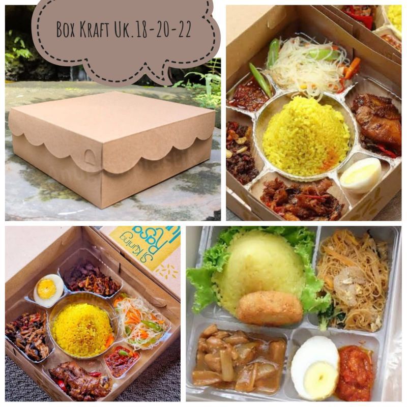 Jual Dus Nasi Box Coklat R10 Kraft 20x20 cm / Kotak Kue R10 / kotak ...