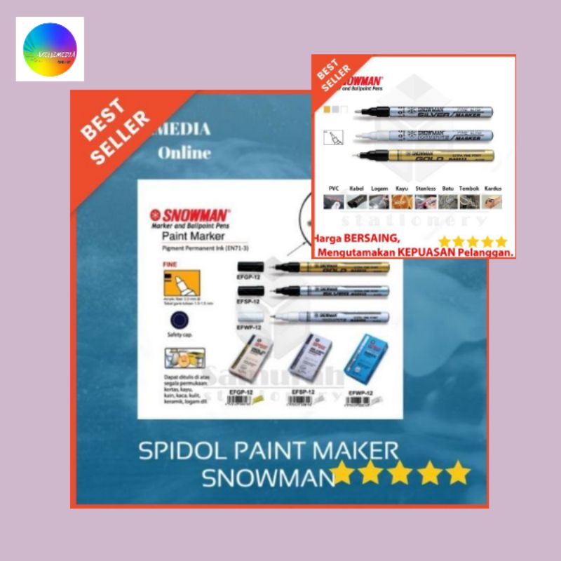 Jual Spidol Paint Marker Snowman Fine Tipe Ecer Dengan Pilihan Warna Original Produk