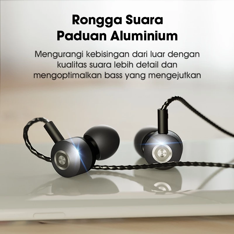 ACOME Wired In Ear Metal Earphone AW09 / Headset Strong Material Aluminium Material Speaker Membran HD 10mm Original