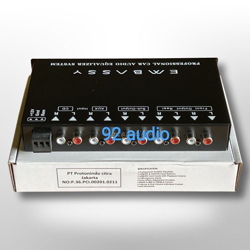 Jual Parametrik preamp Embassy EQ888 equalizer mobil bluetooth