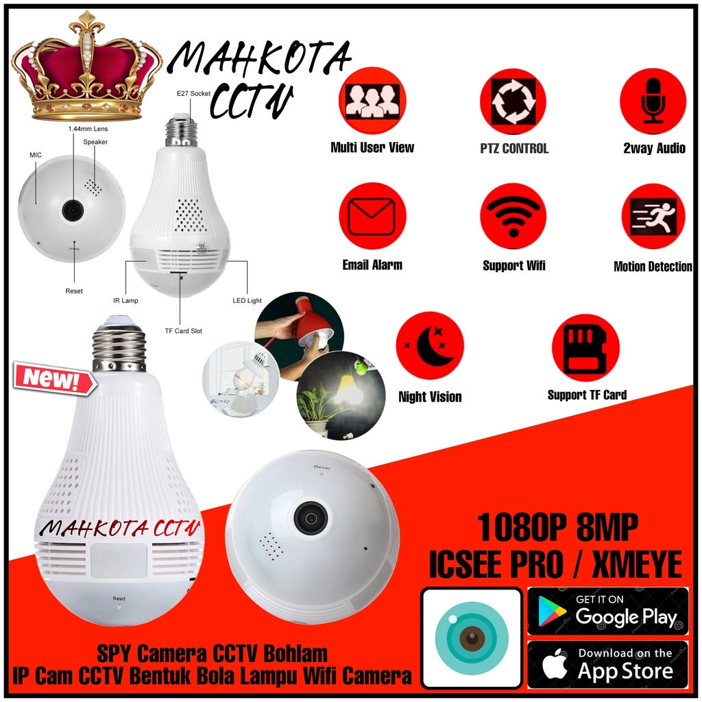 Jual Ip Kamera Cctv Bola Lampu Panorama Full Hd P Icsee Shopee Indonesia