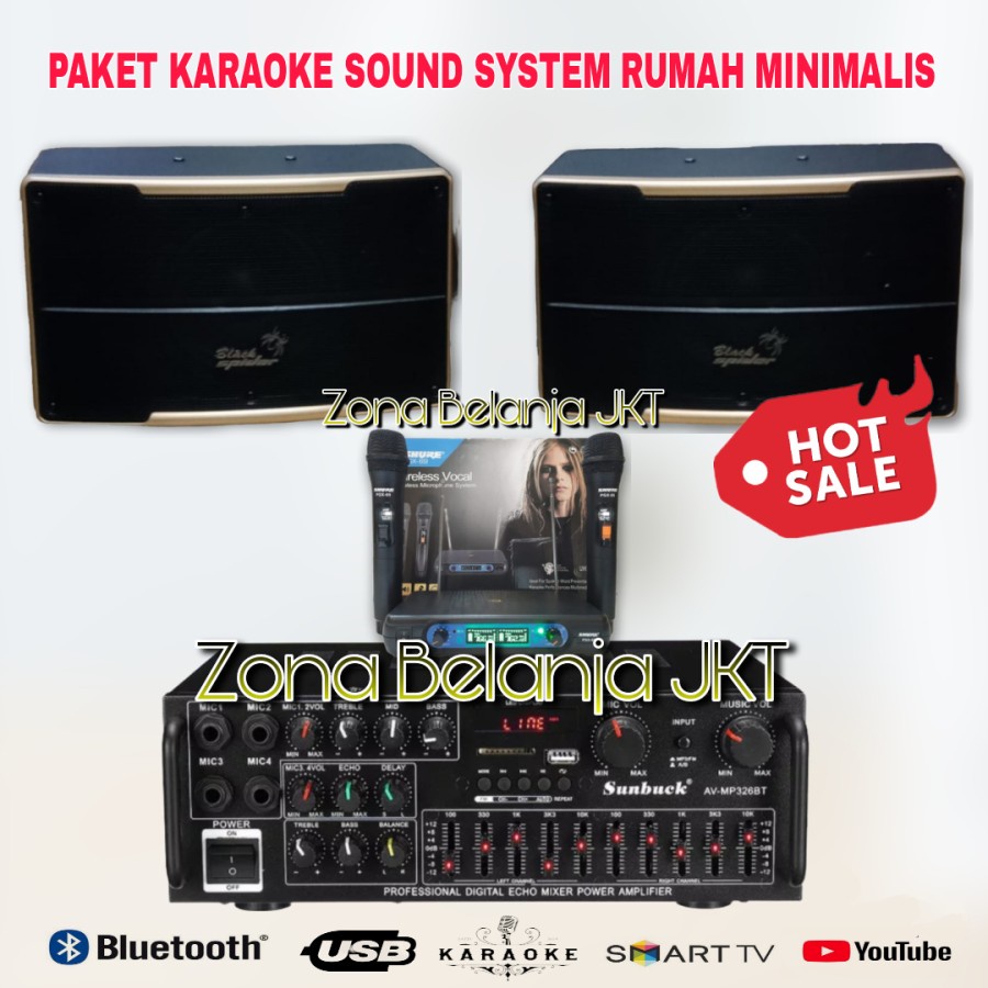 Jual PAKET SOUND SYSTEM KARAOKE HEMAT SPEAKER 6 INCH AMPLIFIER MIC