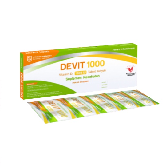 Jual DEVIT 1000 BOX ISI 30 TABLET KUNYAH - Vitamin D3 1000 Iu | Shopee ...