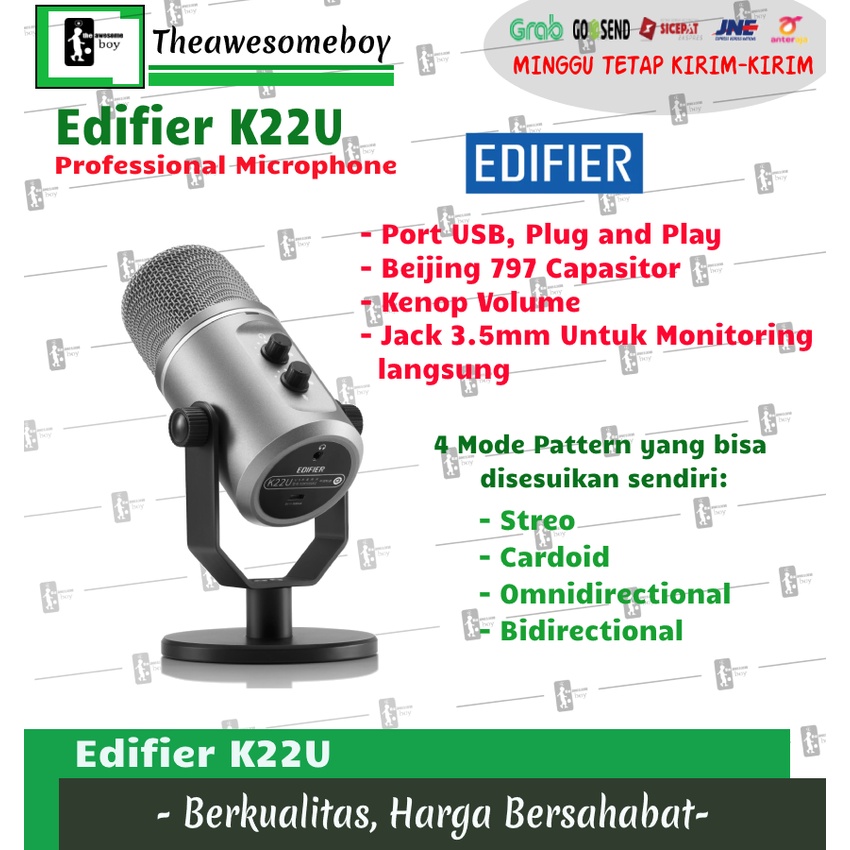 Jual Edifier K22U Professional USB Microphone Condenser 4 Mode Polar ...