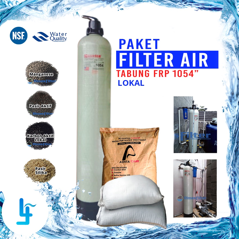 Jual Paket Filter Kran Air Tabung FRP 1054" inch plus Isi Media Premium