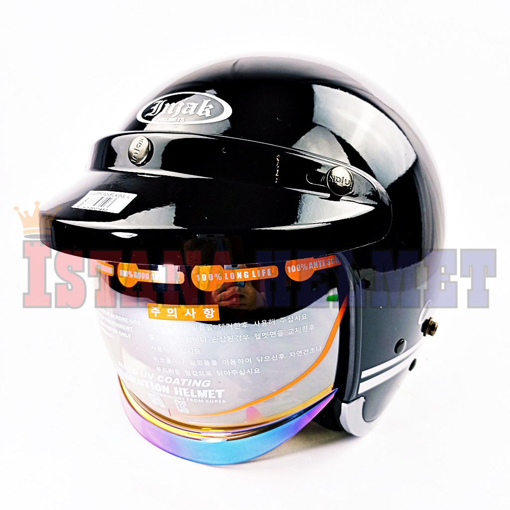 Jual HELM INJAK RETRO VISOR 06 LINE BLACK-SILVER ORIGINAL | Shopee ...