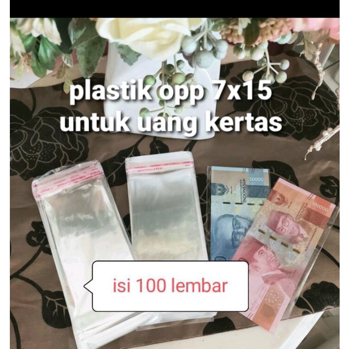 Jual OPP 7x15 Isi 100 Lembar OPP uang Kertas Opp Roti OPP Kue Opp Lem ...