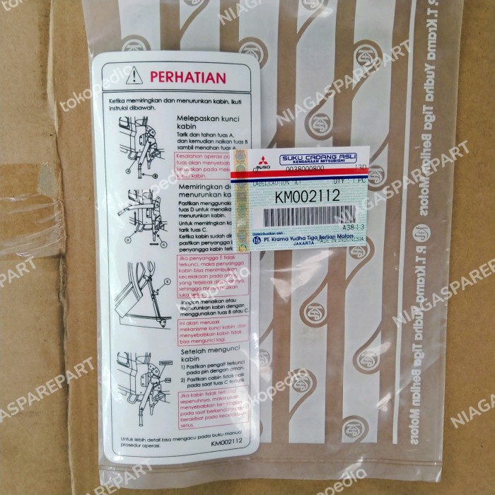 Jual STICKER LABEL INSTRUKSI BUKA KABIN KM002112 ORIGINAL MITSUBISHI ...