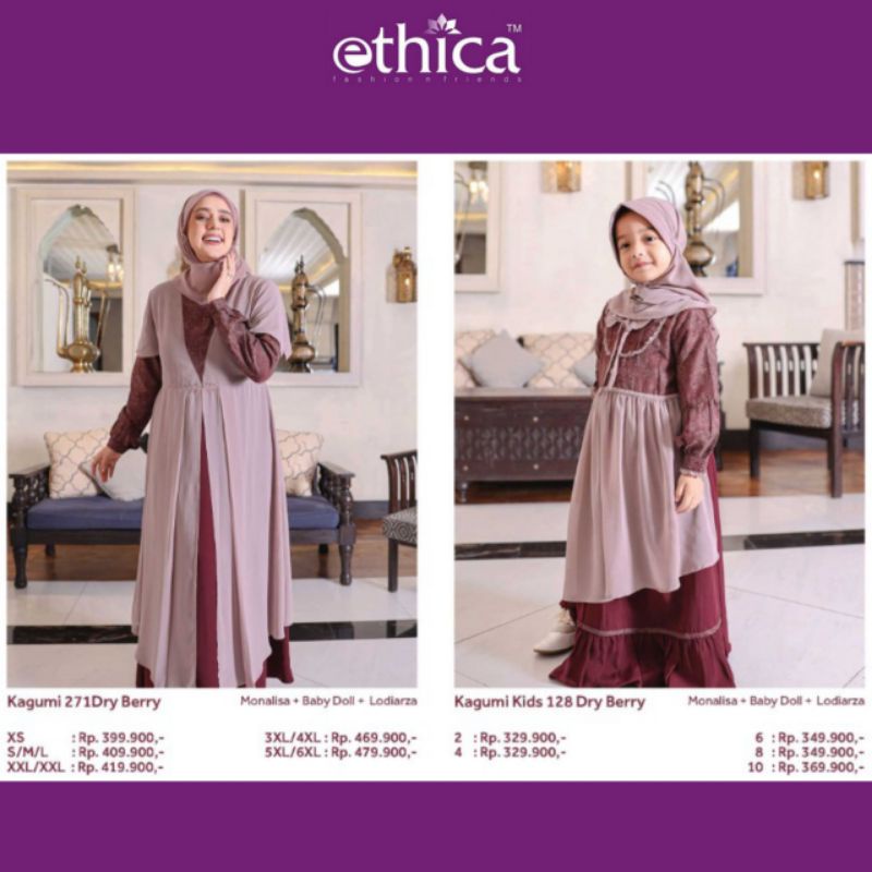 Jual Ready Stock Sarimbit Ethica Elfa Dry Berry Baju Couple Keluarga Baju Muslim