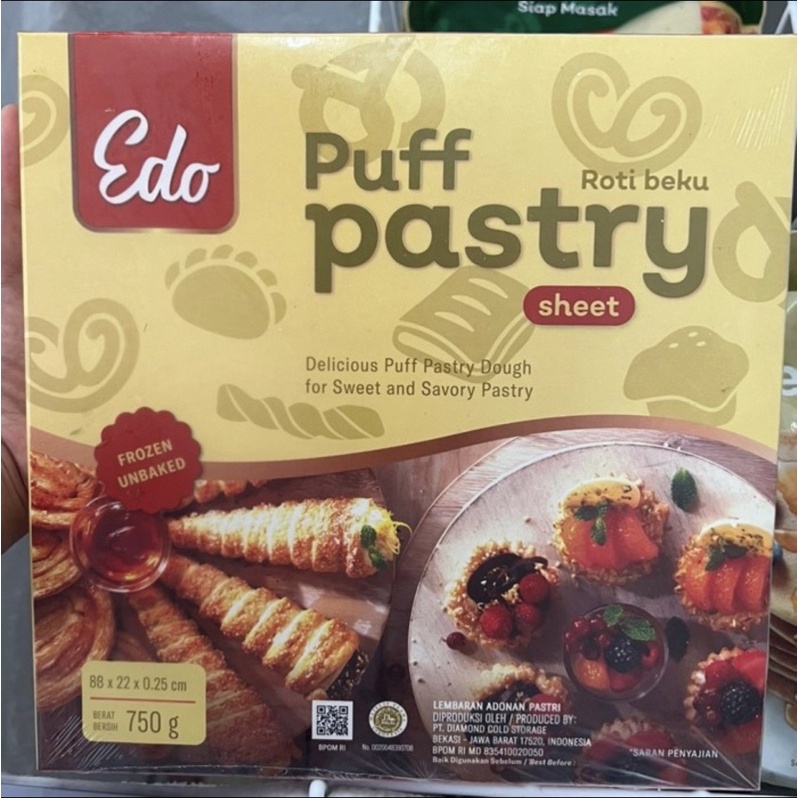 Jual EDO Puff Pastry Sheet 750gr Frozen Dough Shopee Indonesia