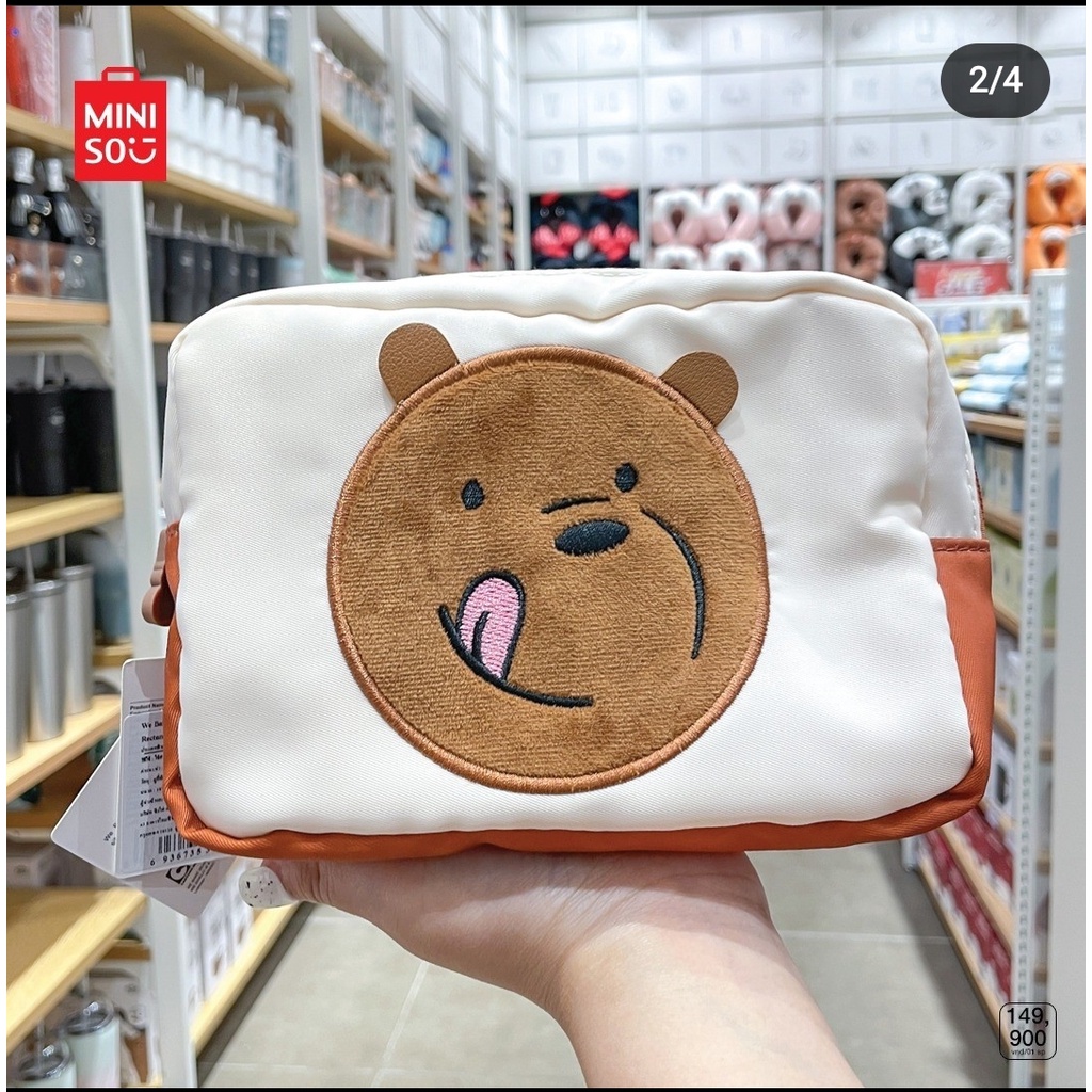 MINISO X WE BARE BEARS! WBB COSMETIC BAG side top pouch  kosmetik sesame street