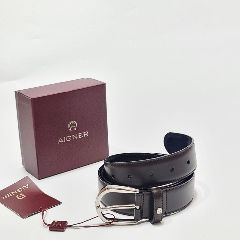 AIGNER 126371 BUSINESS GURTEL BELT OVAL EBONY SHW