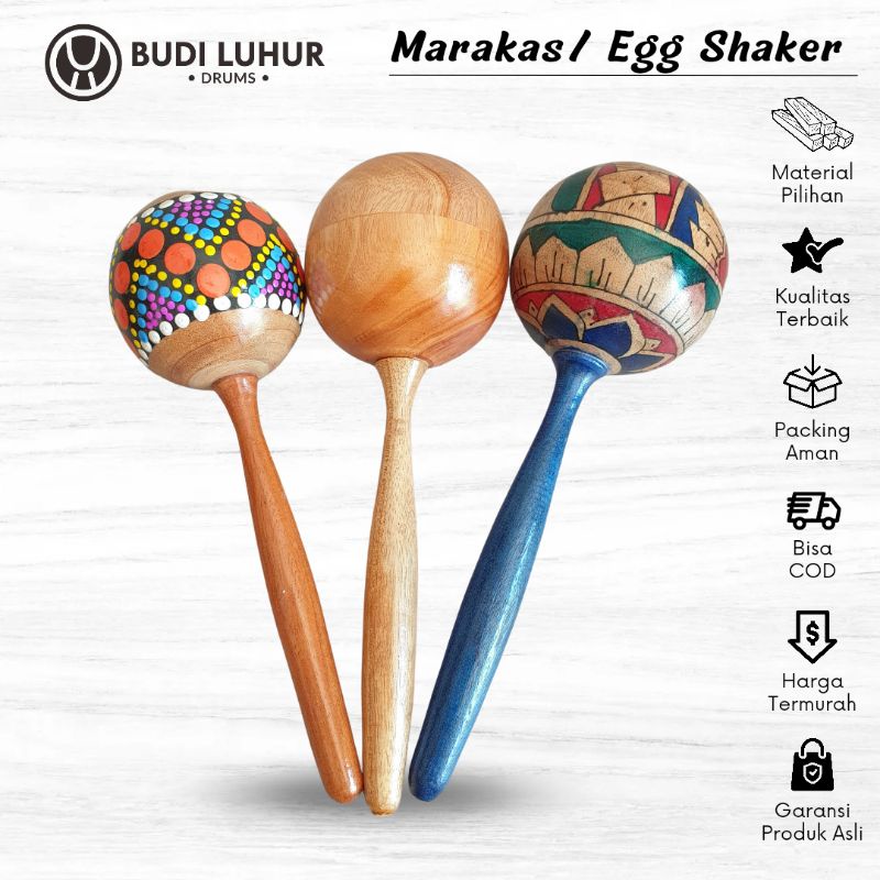 Jual Alat Musik Anak Marakas Stik Bola Jumbo Egg Shaker Bahan Kayu Icik