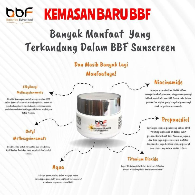 Jual SUNSCREEN BBF GLOWING UV PROTECTION / BBF SUNSCREEN / bbf original ...
