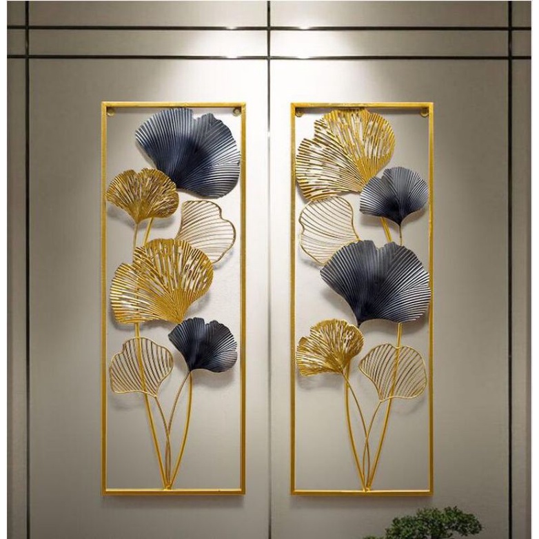 Jual Megah Furniture WallDecor Hiasan Dinding Frame Metal Gold Daun ...