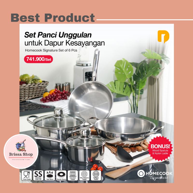 Jual Panci Set Stainless Steel Wok Pan Fry Pan Homecook Shopee Indonesia