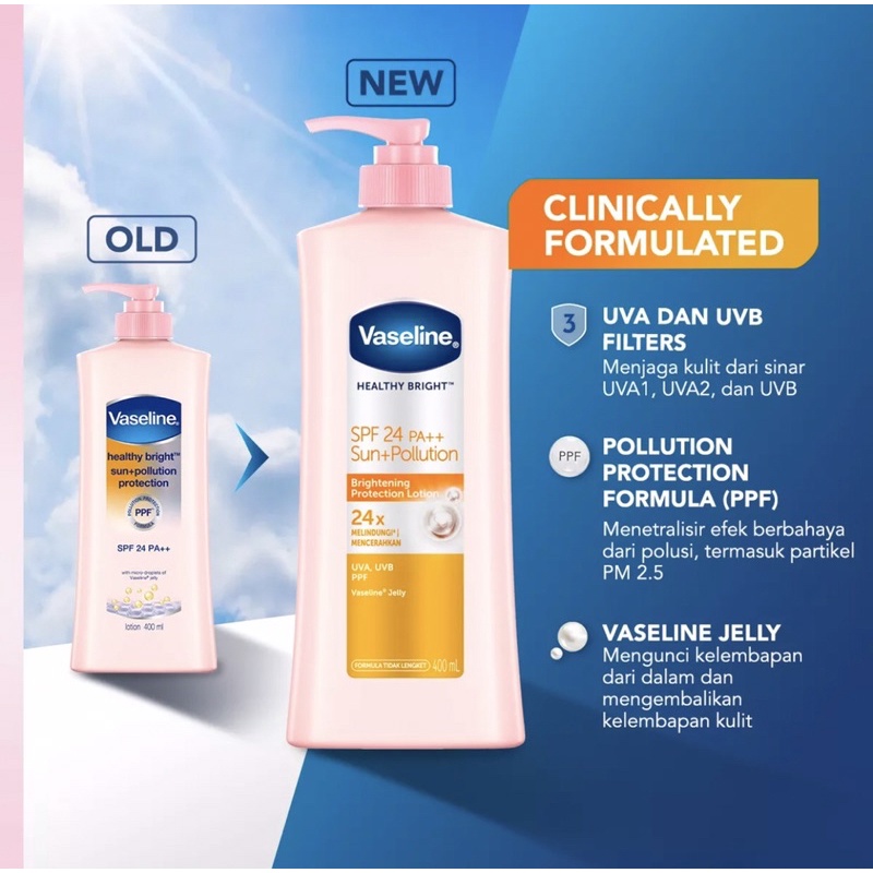 Jual Vaseline Healthy Bright Body Lotion Sun+Pollution Protection SPF