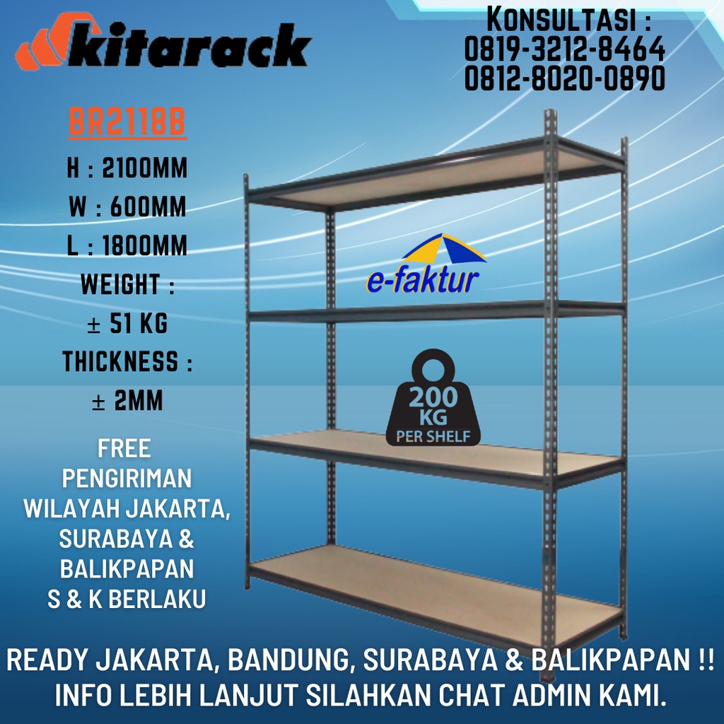 Jual Warehouse Rack Kitarack Br B Boltless Rak Gudang Susun Meter Shopee Indonesia