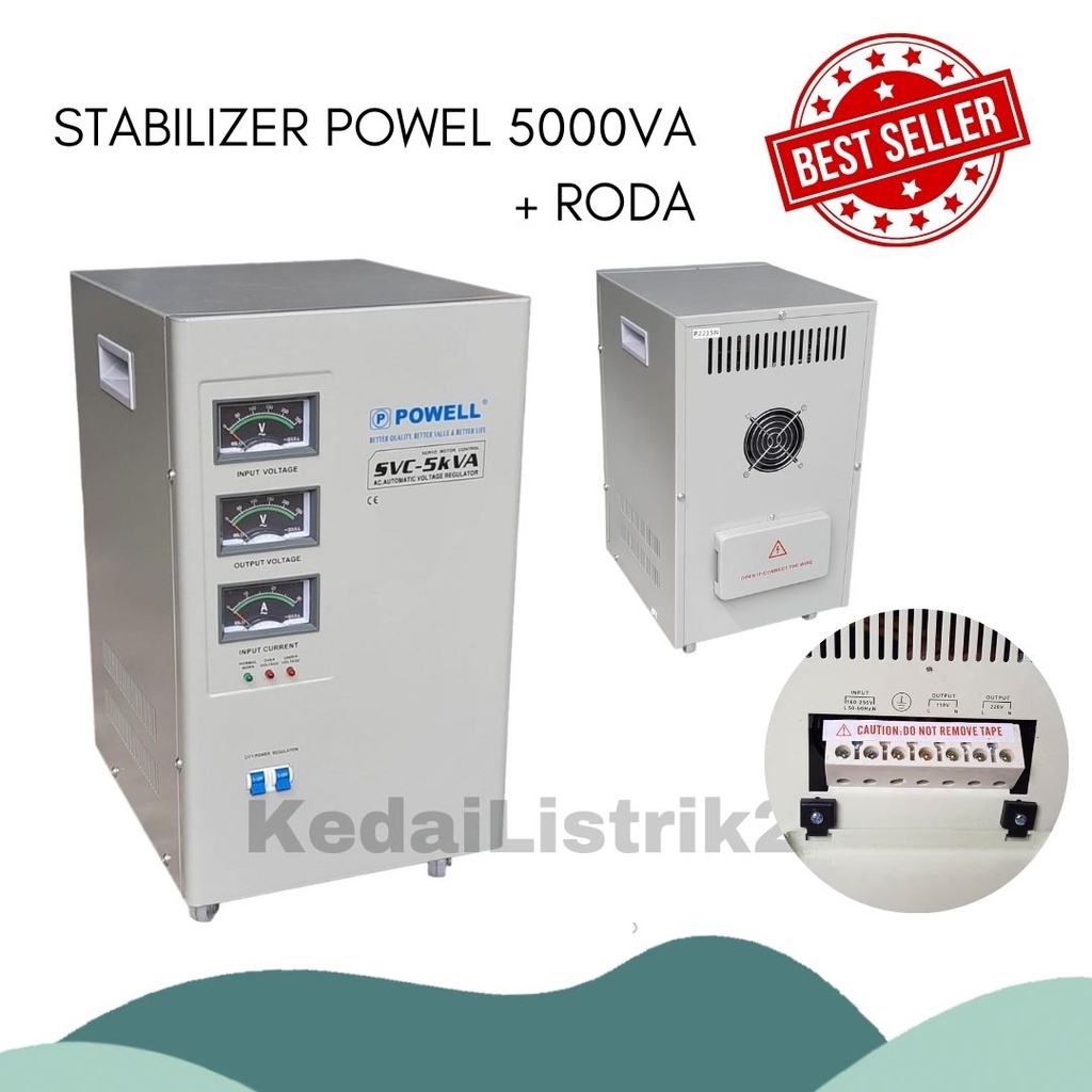 Jual Stabilizer listik POWELL 1 phase 5000 Va / 5kva dengan Roda ...