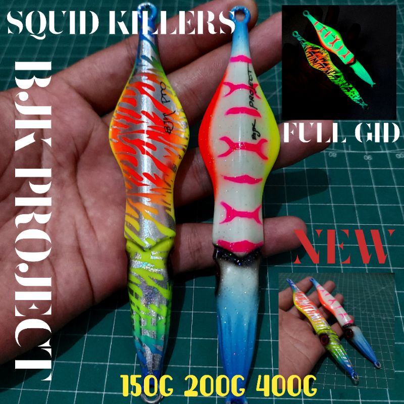 Jual METAL JIG SQUID KILLER 150, 200, 400g NEW BJK PROJECT FULL GID ...