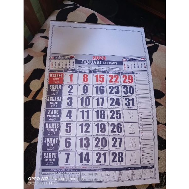 Jual Kalender Dinding Tahun 2023 Masehi Lengkap Dengan Kalender Jawa Dan Waktu Sholat Shopee 2887