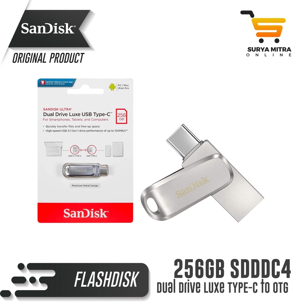 Jual Flashdisk Sandisk OTG 256GB USB Type-C USB 3.1 Ultra Dual Drive ...