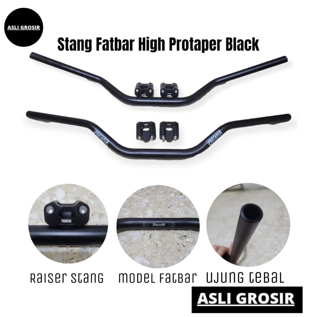 Jual Stang Fatbar High Protaper Hitam Plus Raiser Setang Model Fatbar ...