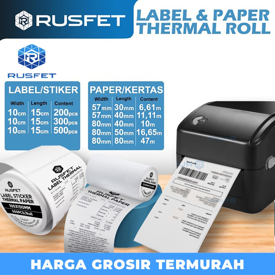 Jual Kertas Thermal Stiker Thermal Sticker Struk Kasir Label Resi ...