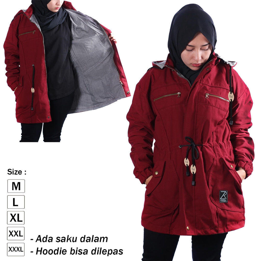 Jaket Parka Wanita Canvas Polos Jaket Cewek Ready Size Jumbo