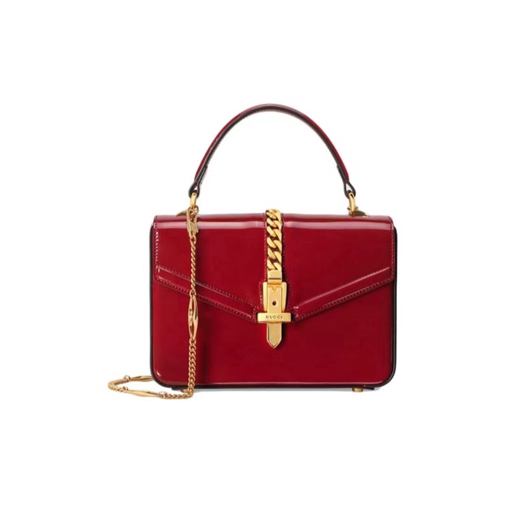 Jual GUCCI Sylvie 1969 Collection Patent Leather Mini Tote/ladies